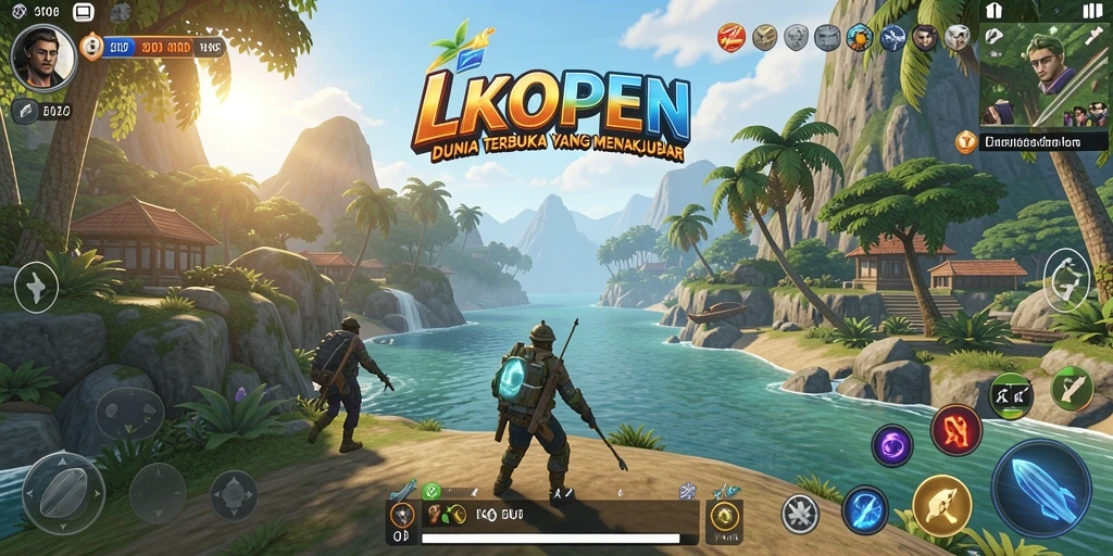 Tampilan gameplay di dunia terbuka yang memukau dan beragam.