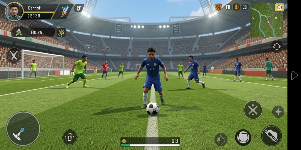 Tampilan menakjubkan dari gameplay sepak bola di RP8.