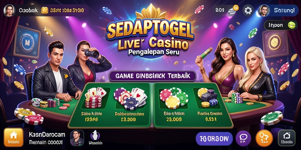 Screenshot SEDAPTOGEL menunjukkan suasana permainan Live Casino yang mendebarkan.