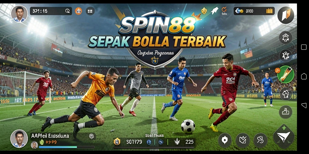 Gameplay seru dalam SPIN88 menampilkan pertarungan antartim sepak bola.